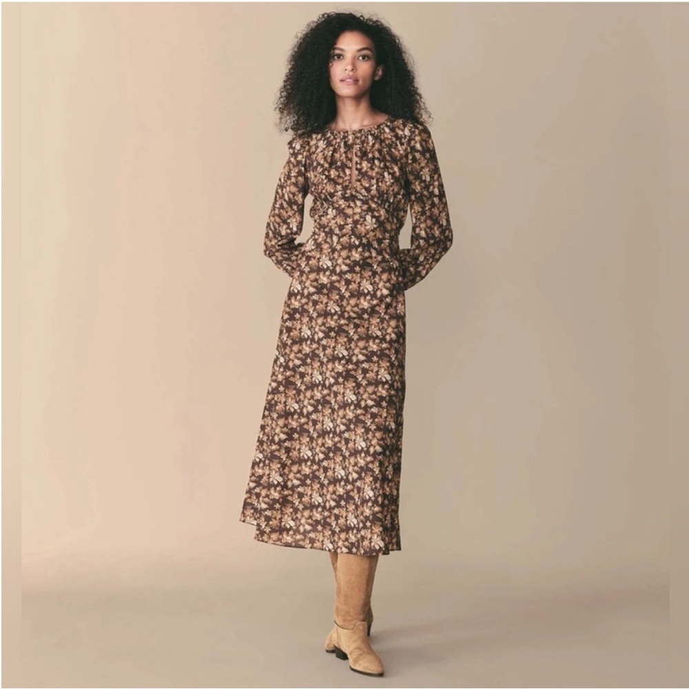 Doen Ginetta Maxi Dress in Fern Glove Floral Forest Leaf Organic Cotton